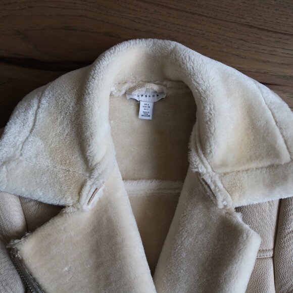 Topshop Moto Sherpa Coat - Picture 2 of 3